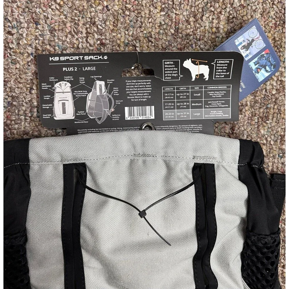 K9 Sport Sack Plus2 Dog Carrier with Removable Storage size Large